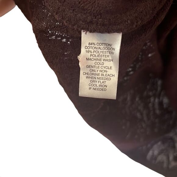 LOFT Cotton Blend Scoop Neck Lacey Semi Sheer Top - Picture 6 of 7